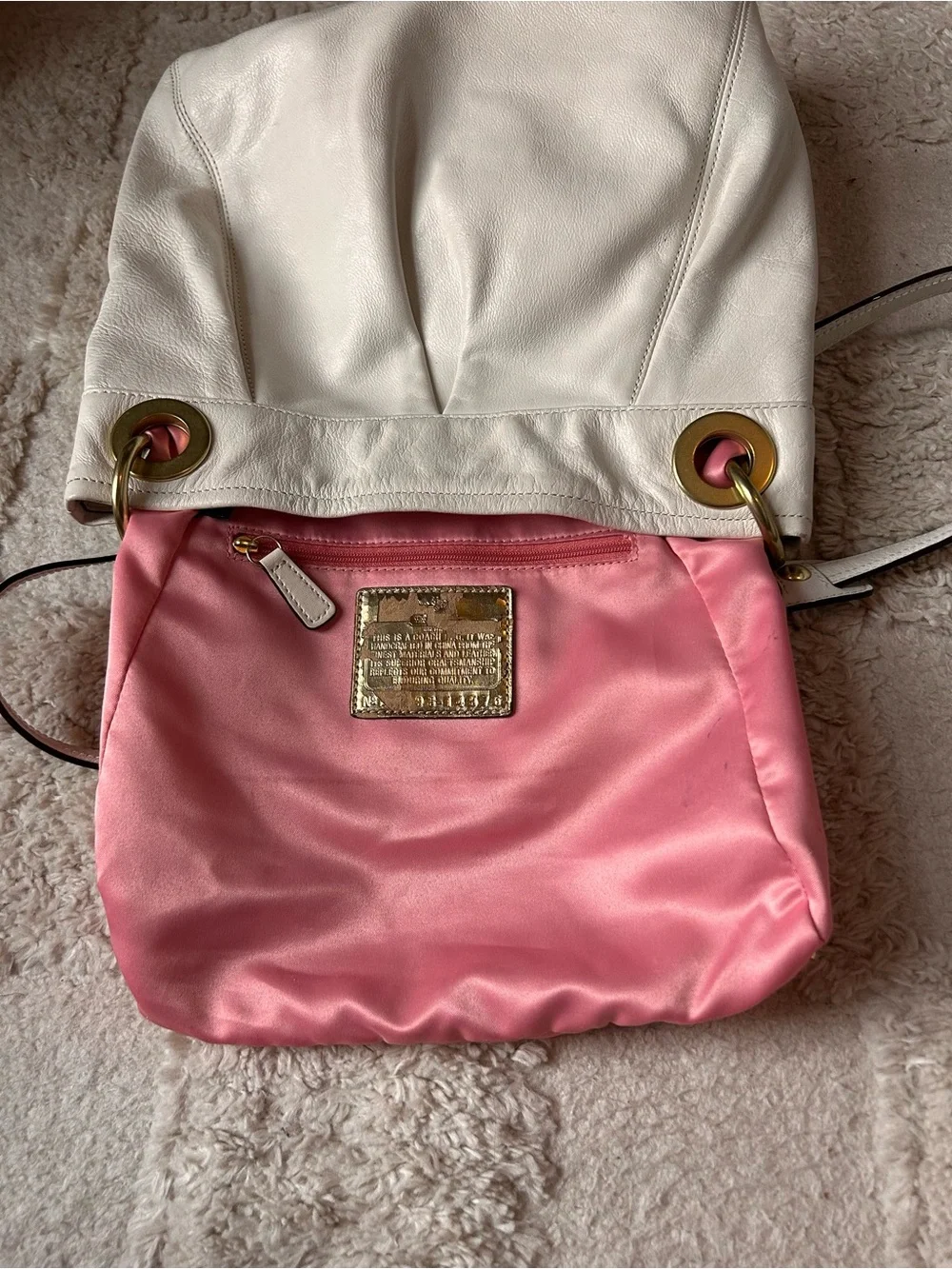 Vintage Coach Madison White Leather Shoulder Hobo Bag with Gold Hardware
